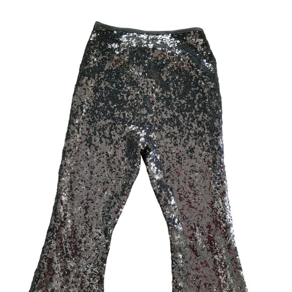 Anthropologie Joni Sequin Flare Pants Size 00 Black High Rise Cocktail Festival - Picture 5 of 8